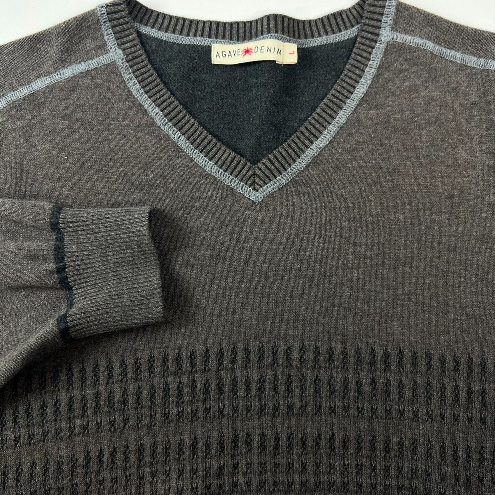 Agave Denim Gallant Men Brown Cotton Crewneck Long Sleeve Pullover Sweater L‎